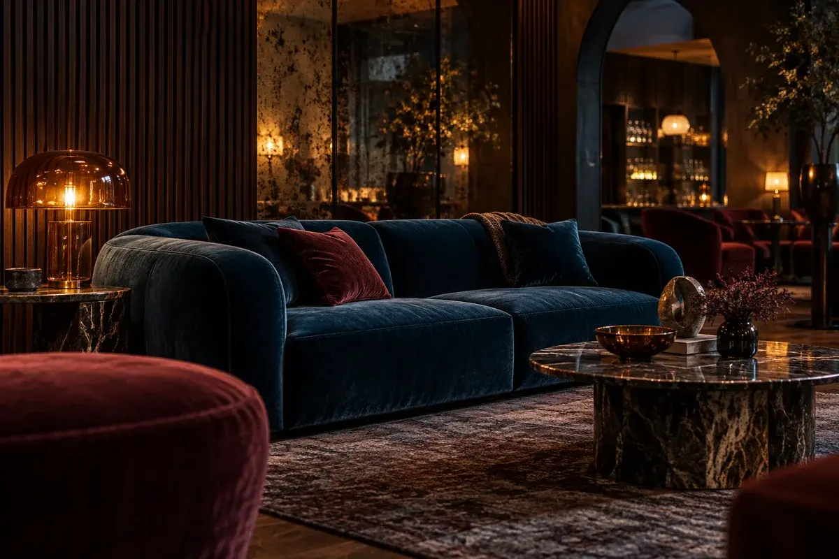 Lounge santai dengan sofa dan meja rendah