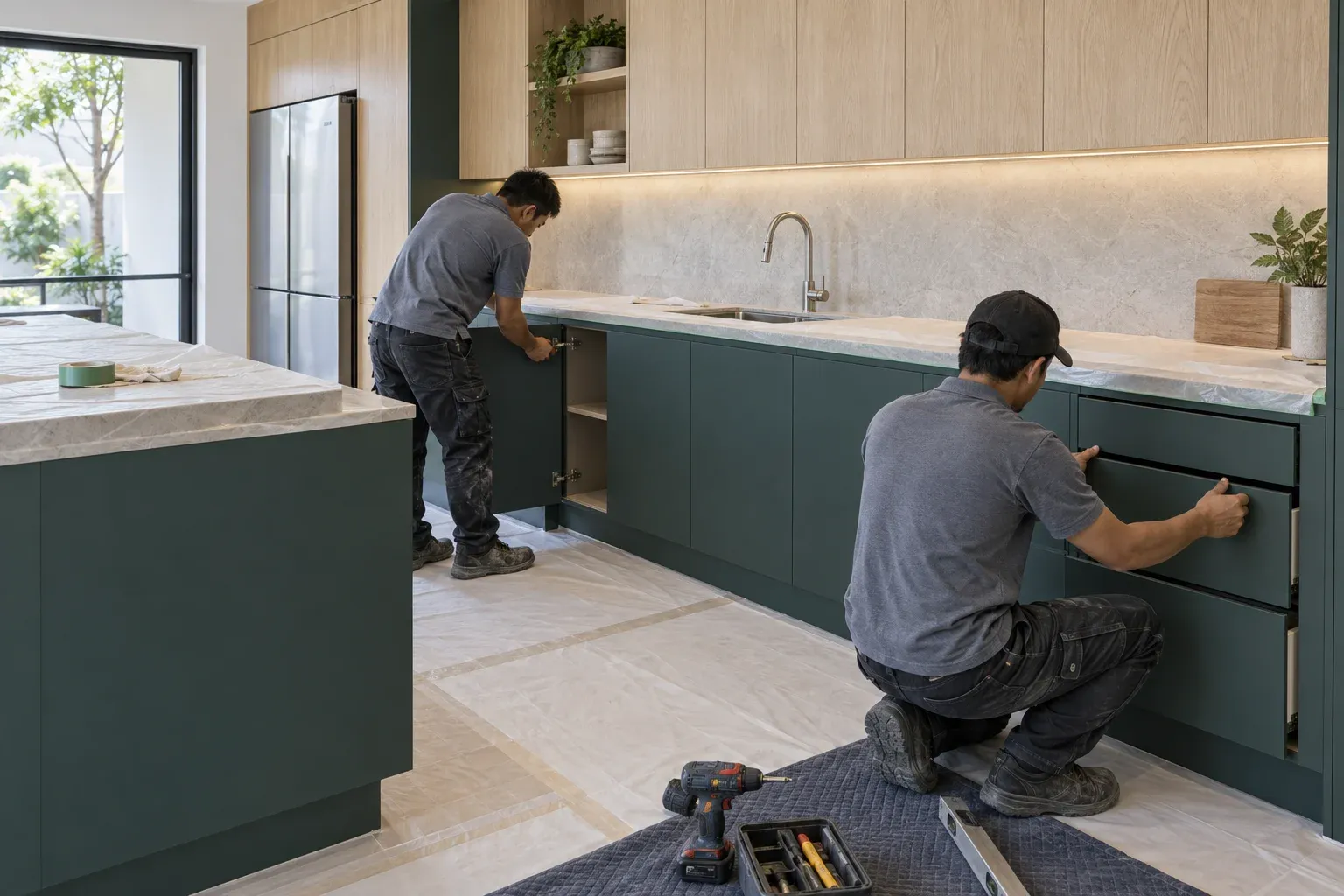 Kitchen set yang telah diproduksi dan dipasang