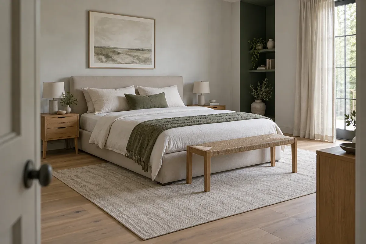 Ruangan terang dengan tata furnitur yang lapang